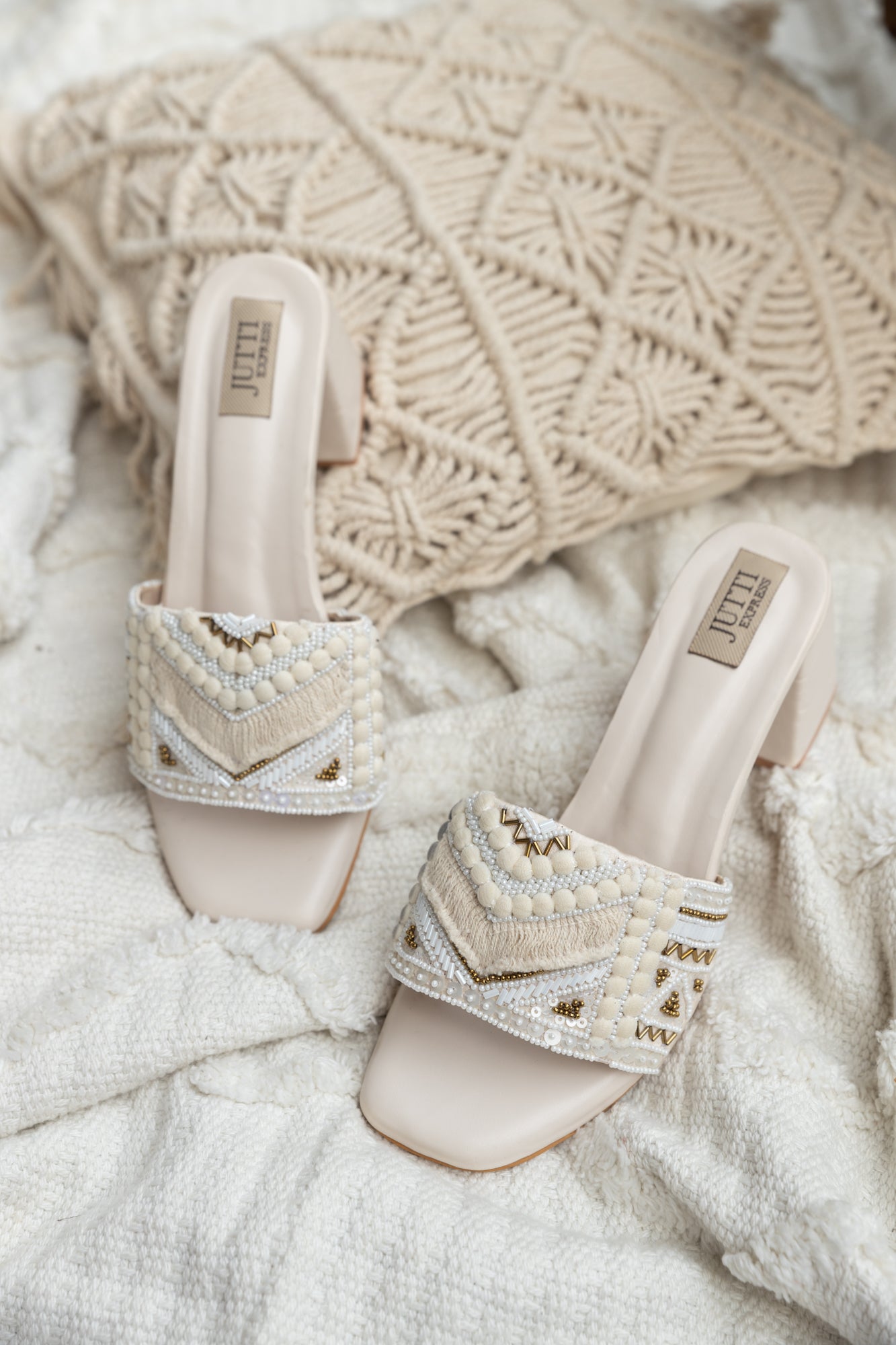 Boho White Heels