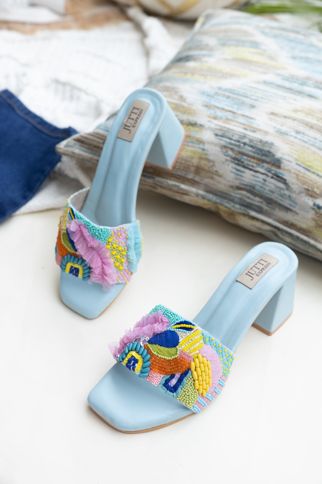 Blue Frill Heels