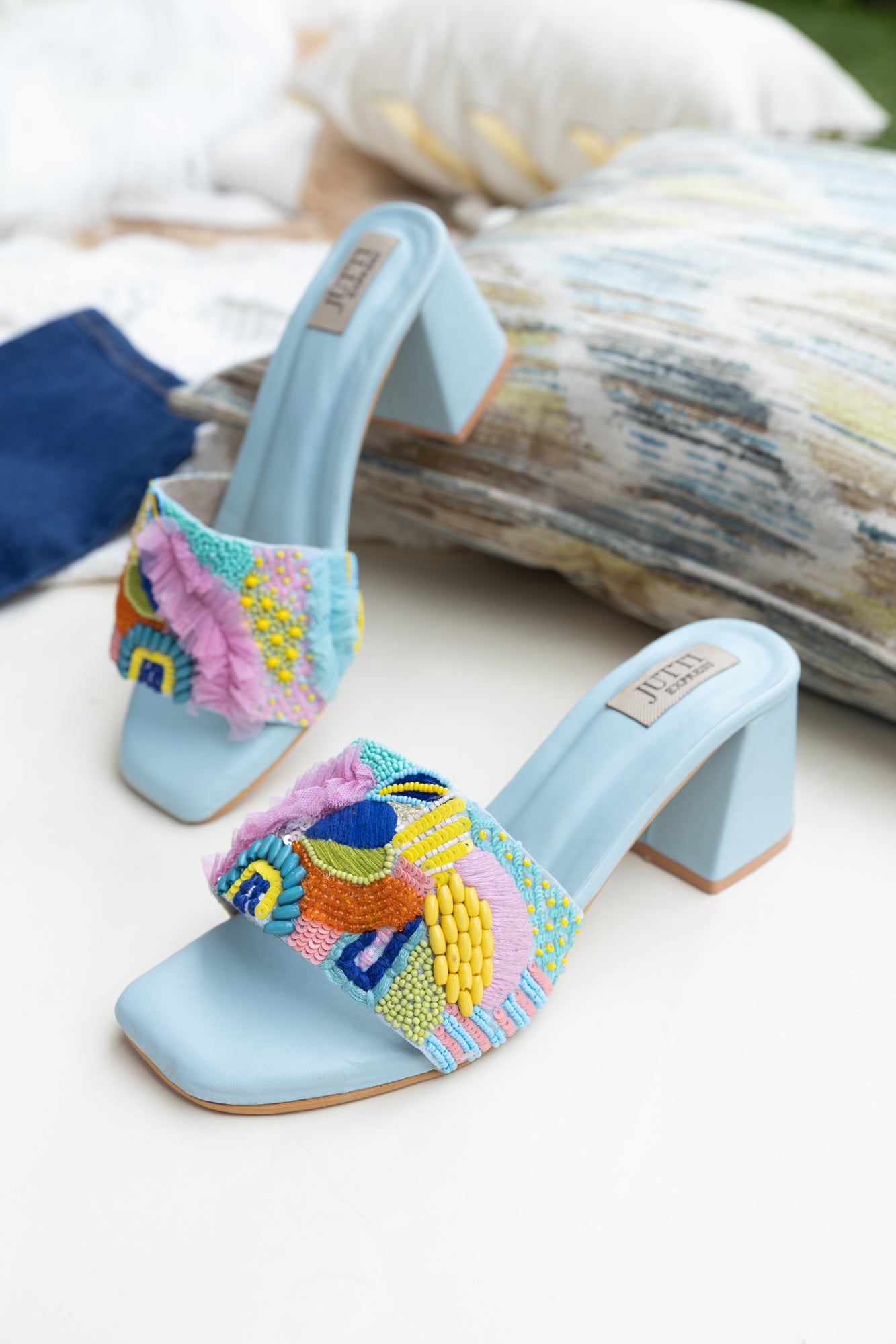 Blue Frill Heels