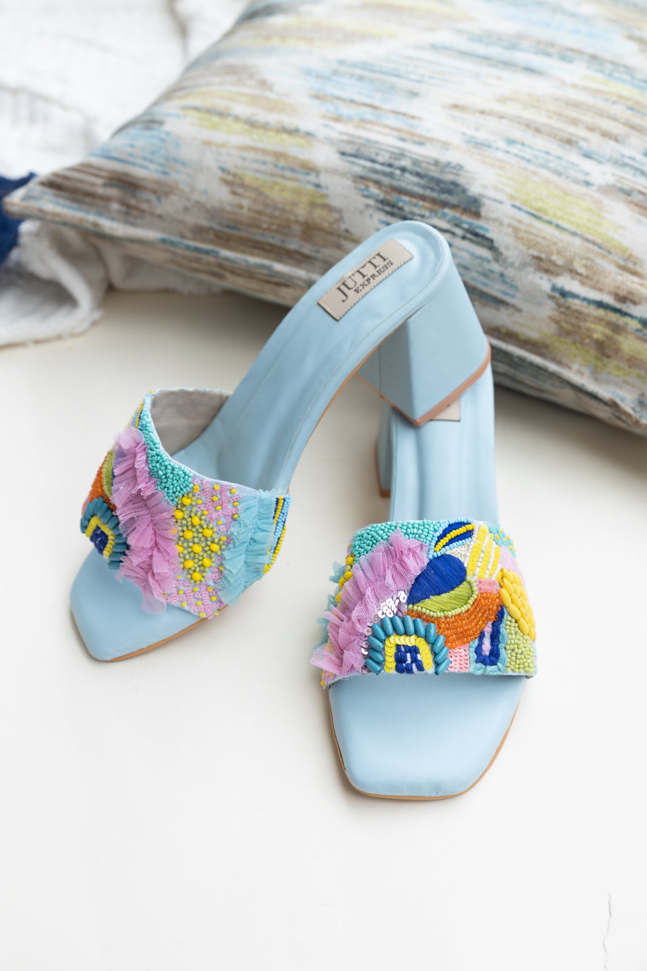 Blue Frill Heels