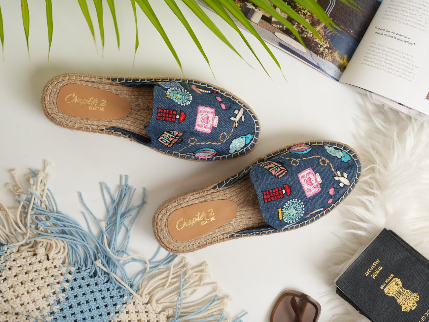 Denim Travel Platform Espadrilles