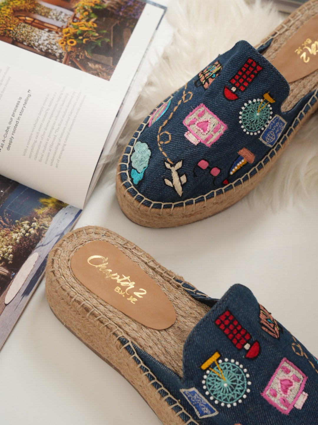 Denim Travel Platform Espadrilles