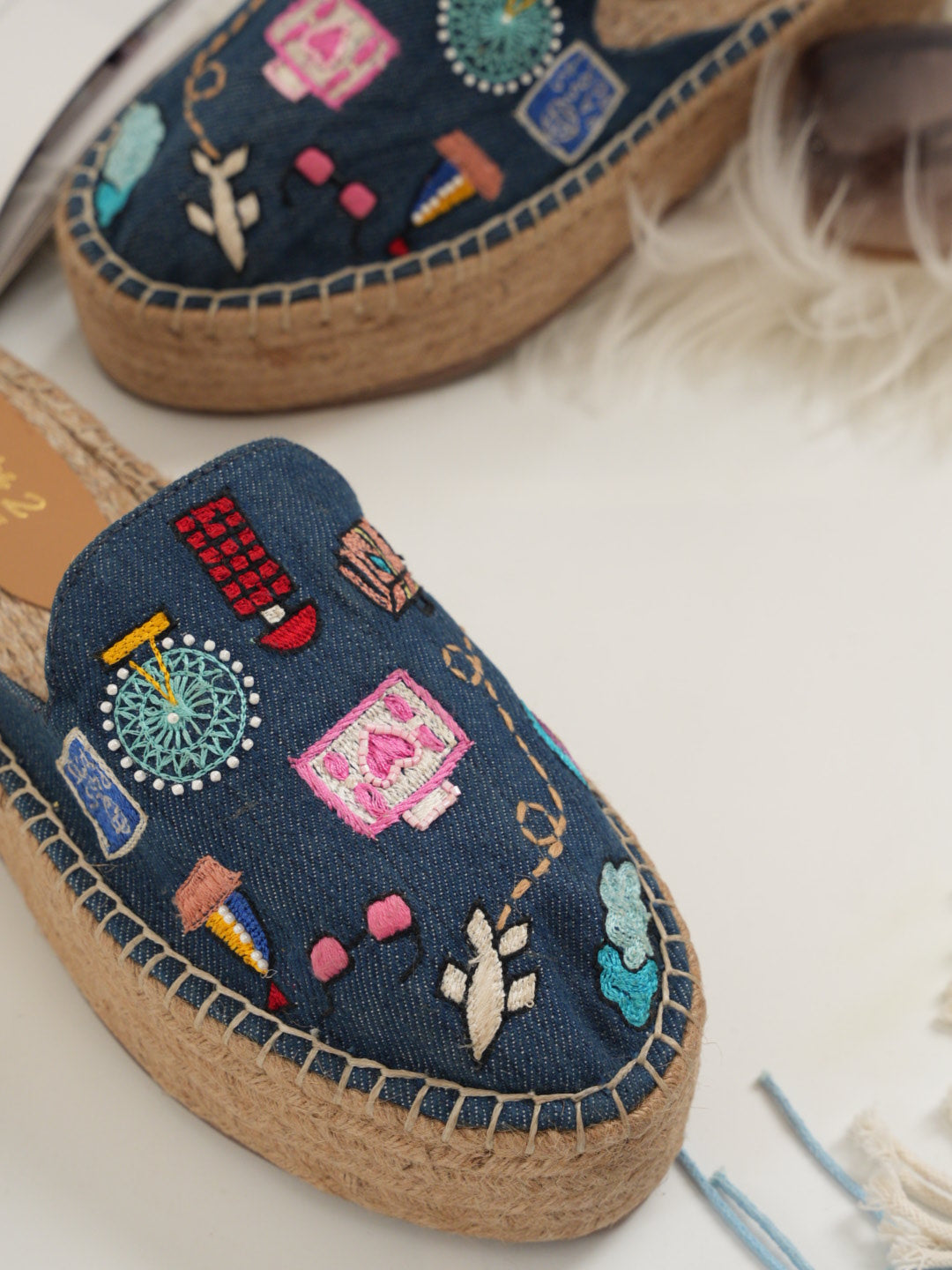 Denim Travel Platform Espadrilles