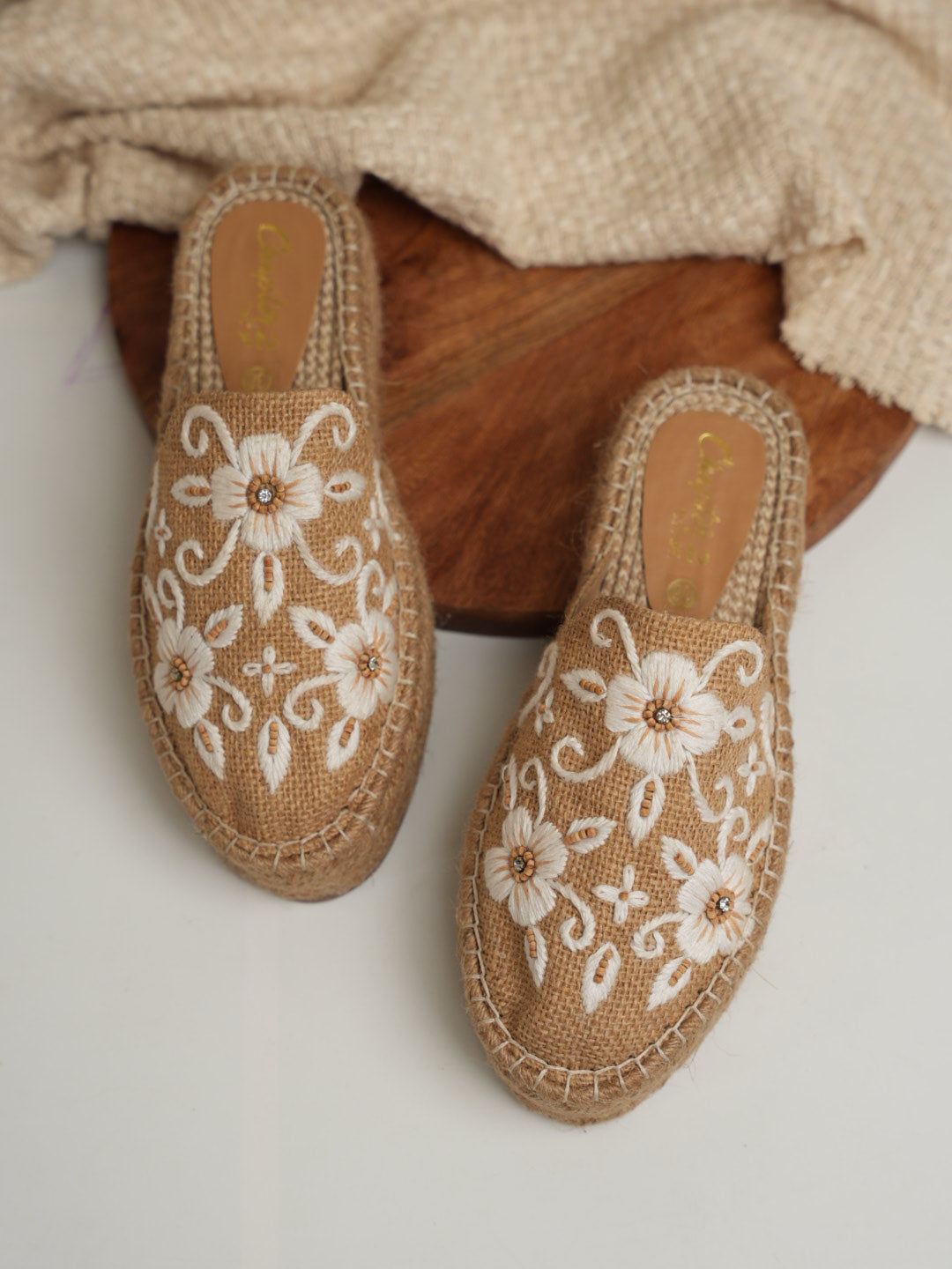 Natural Woven Jute Mules