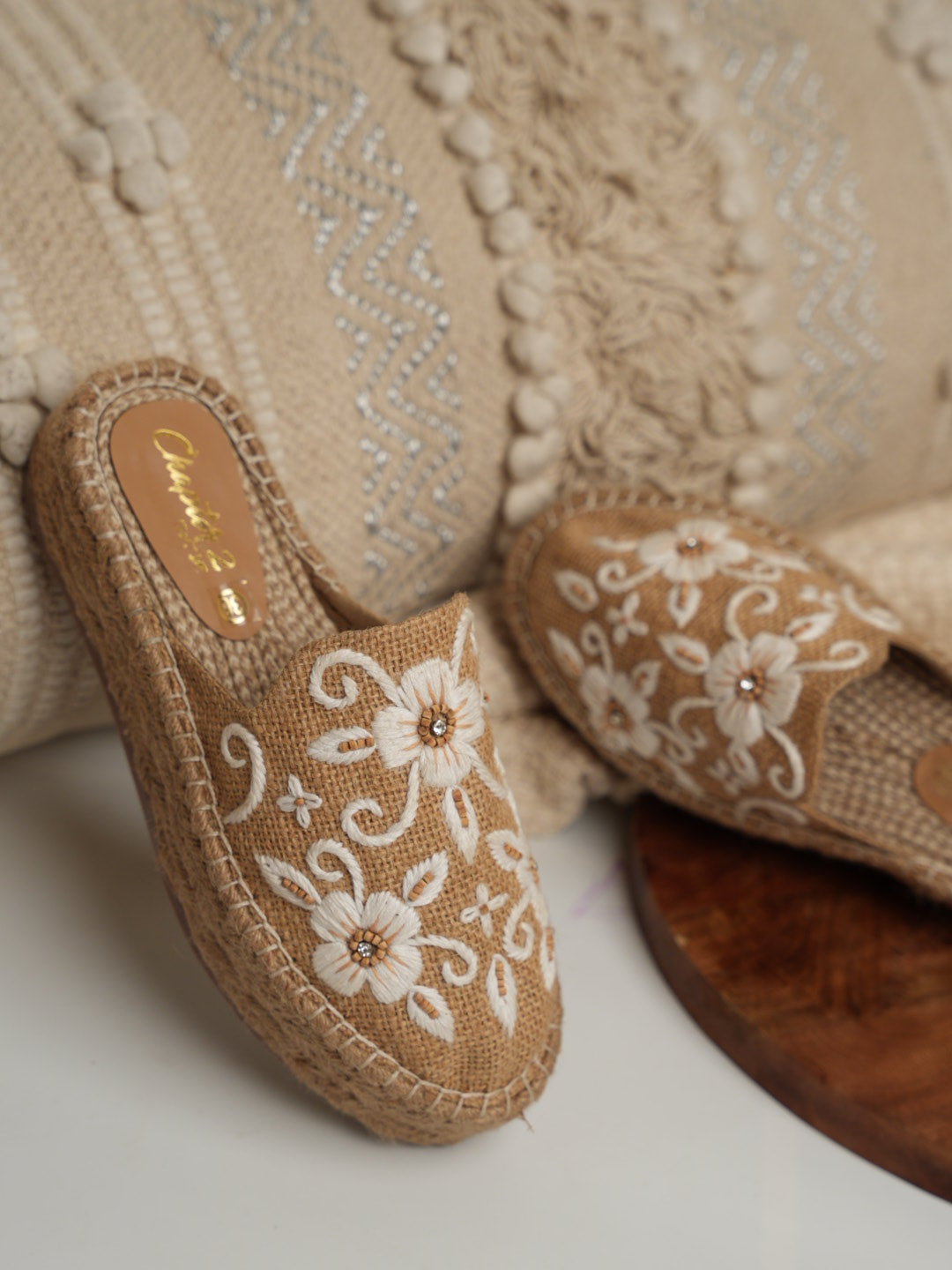 Natural Woven Jute Mules