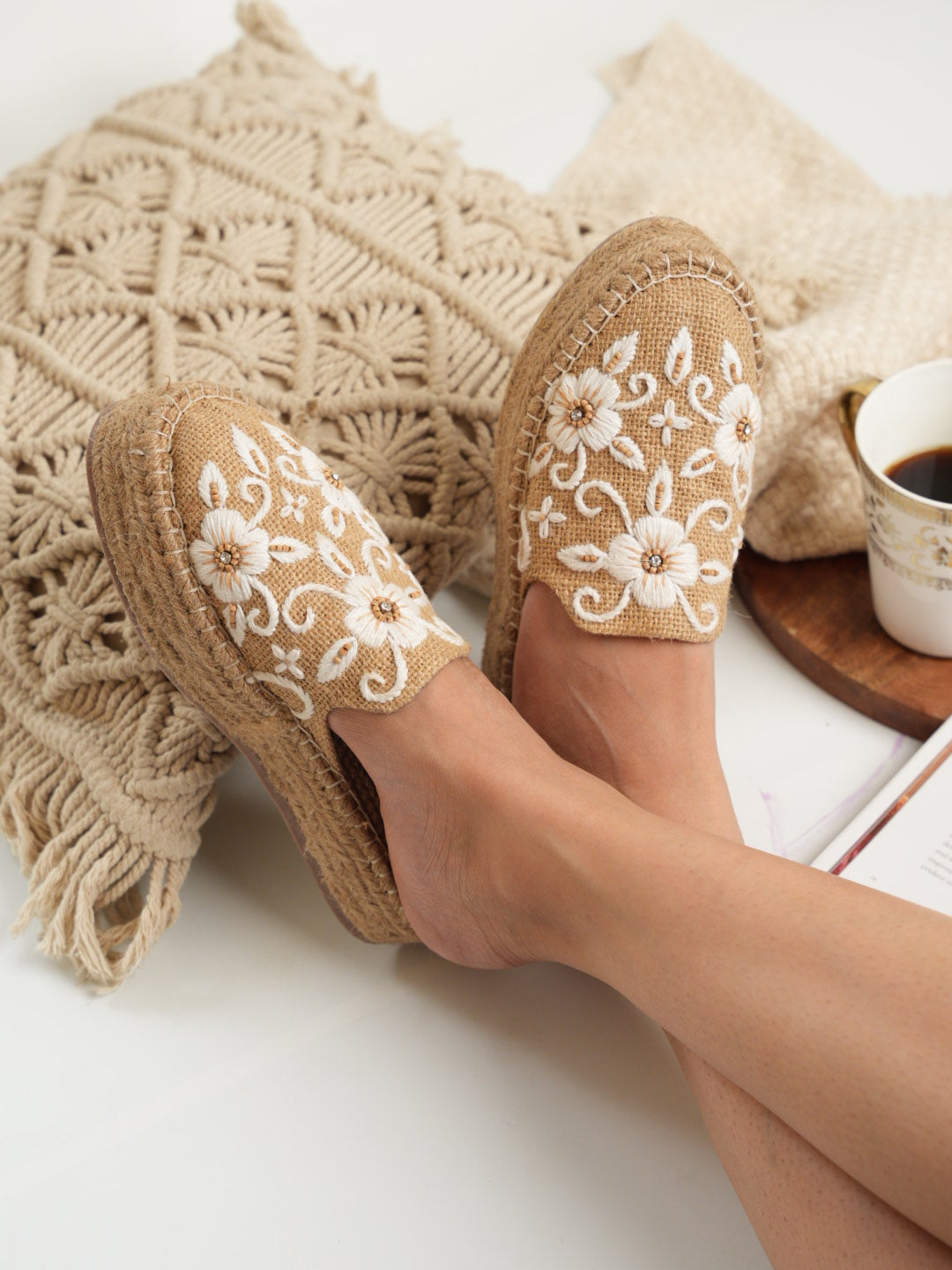 Natural Woven Jute Mules