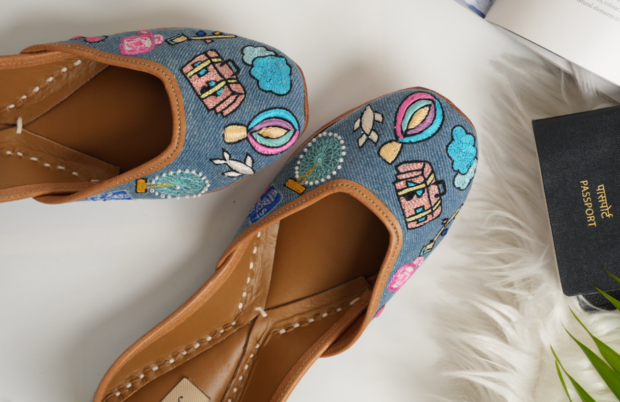 Denim Travel Theme Juttis
