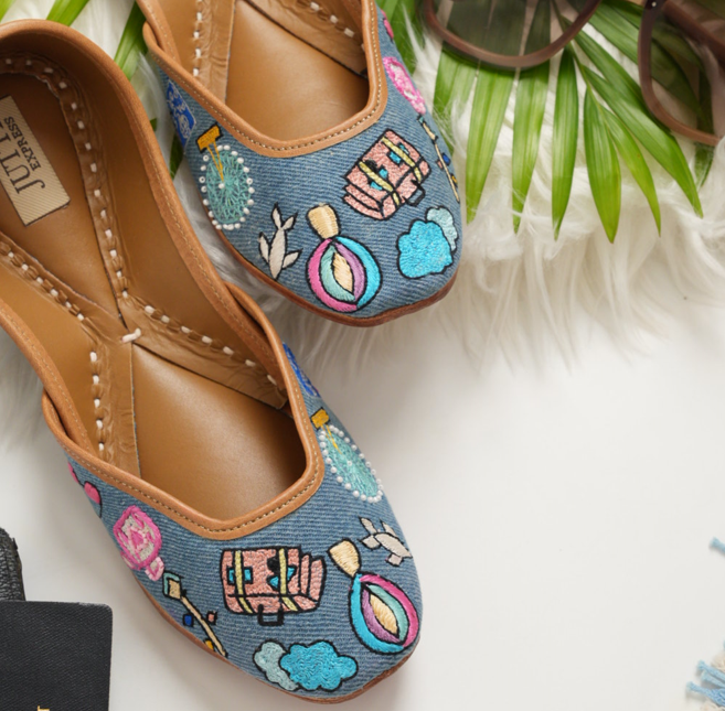 Denim Travel Theme Juttis