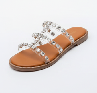 Crystal Luxe Strap Slides – Silver Spark