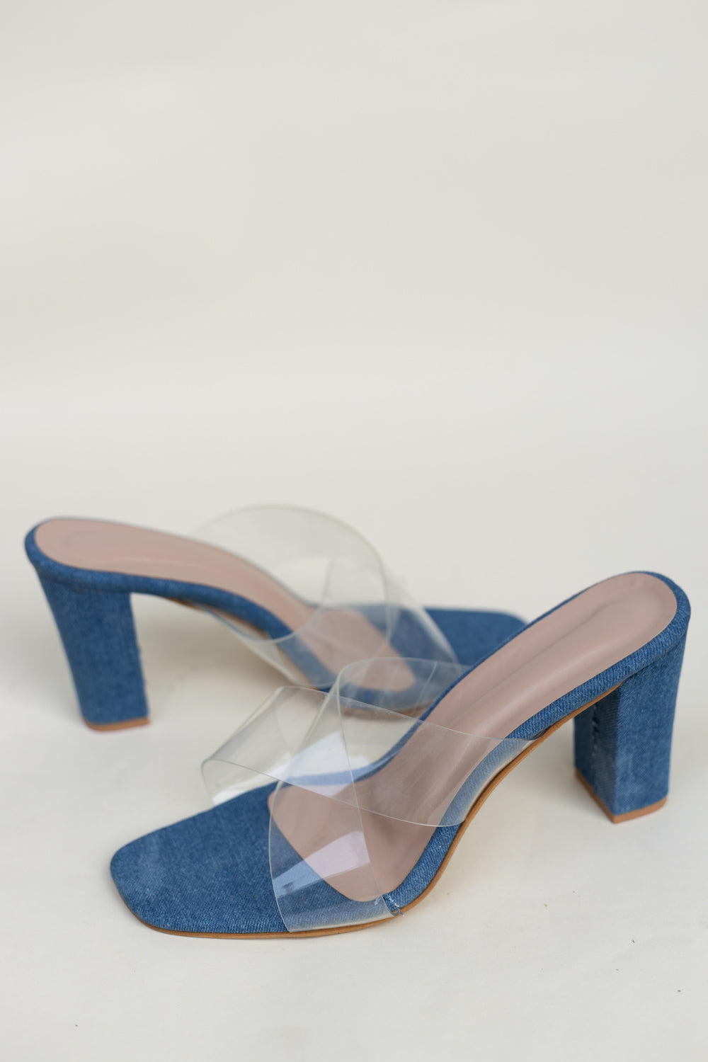 Denim Heels Double Strap