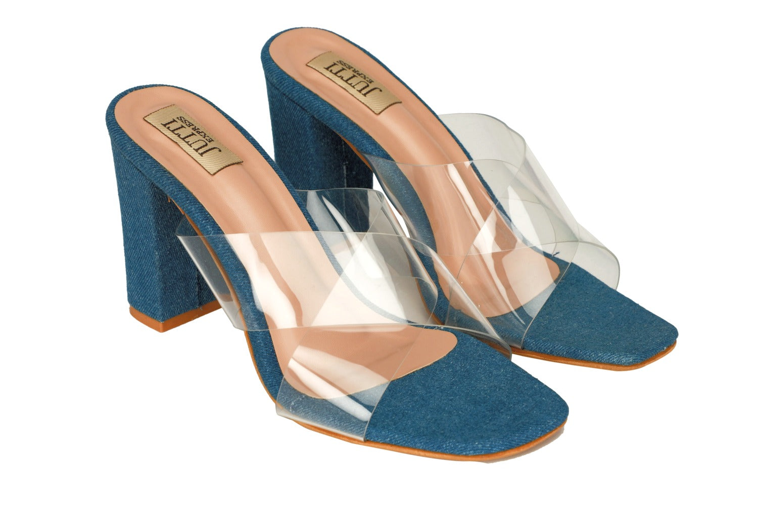 Denim Heels Double Strap