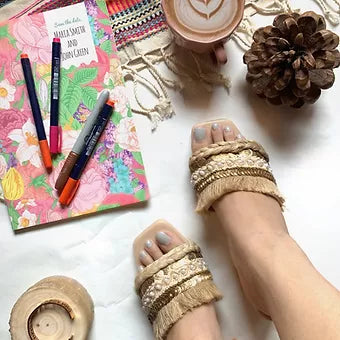 Sepia Beige Jute Heels
