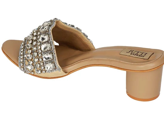 Beige Crystal Heels
