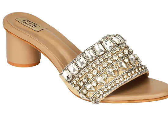 Beige Crystal Heels