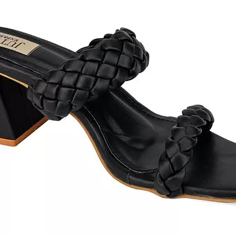 Black double sales strap heels