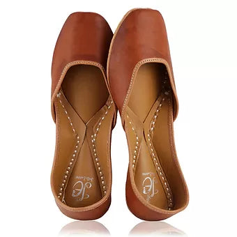Brown Plain Leather Mojaris