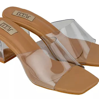 Nude Transparent Block Heels Womens Footwear JuttiExpress
