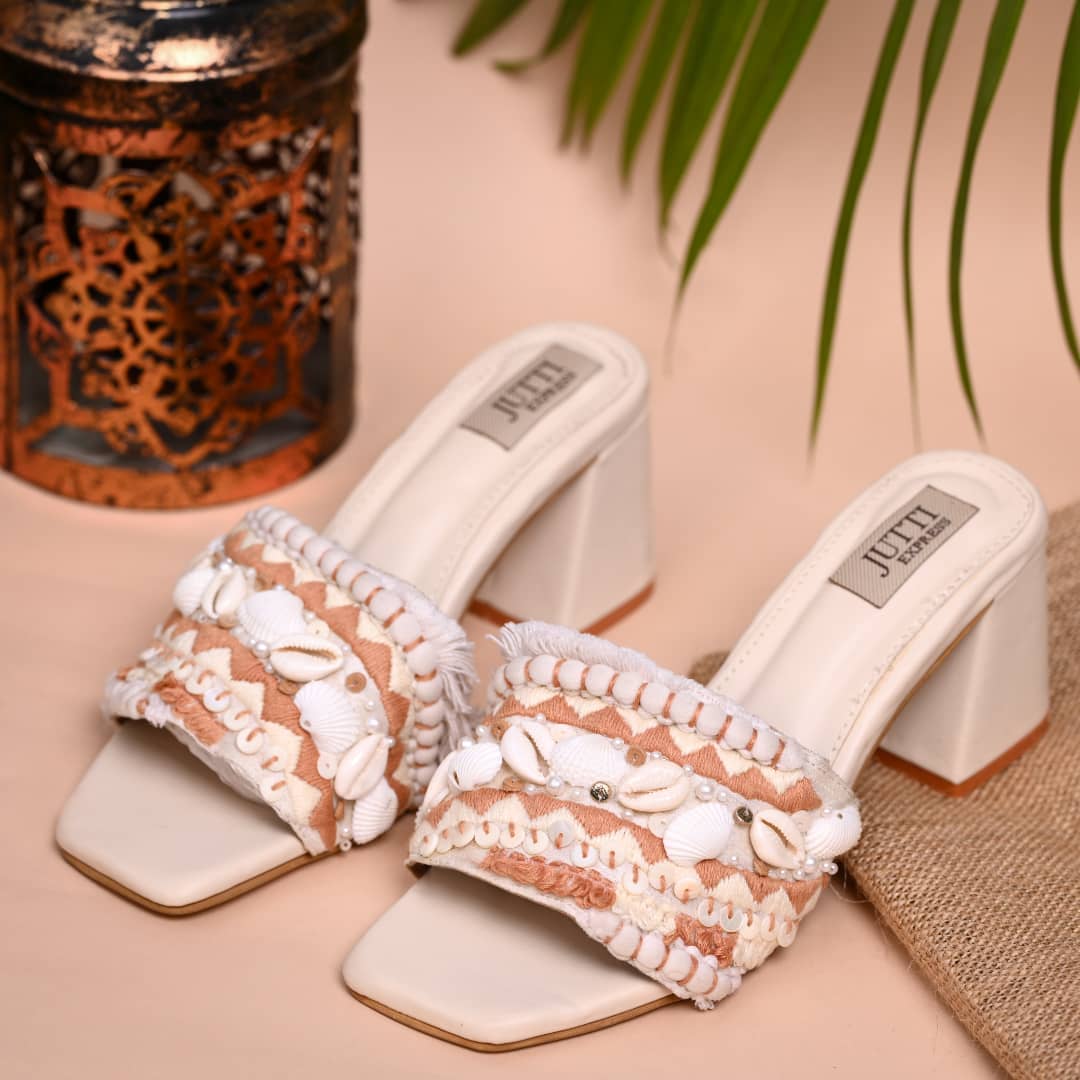 Off White Heals With Shells